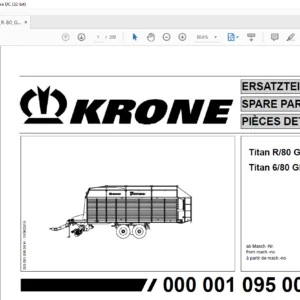 Krone Titan R/80 GL Titan 6/80 GL Spare Parts Manual - PDF DOWNLOAD