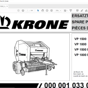 Krone VP 1500 VP 1800 VP 1500 MC VP 1800 MC Spare Parts Manual - PDF DOWNLOAD