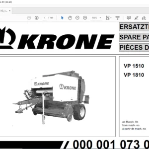 Krone VP 1510 VP 1810 Spare Parts Manual - PDF DOWNLOAD