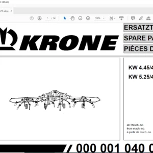 Krone KW 4.45/4 KW 5.25/4 Spare Parts Manual - PDF DOWNLOAD
