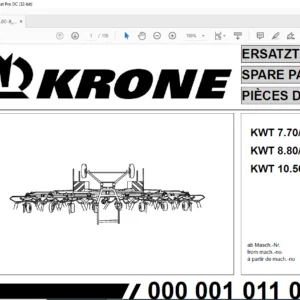 Krone KWT 7.70/6X7 KWT 8.80/8 KWT 10.50/8X7 Spare Parts Manual  - PDF DOWNLOAD