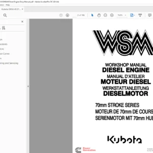 Kubota 70mm Stroke Series Diesel Engine Workshop Manual - PDF DOWNLOAD