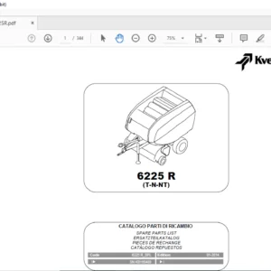 Kverneland 6225 R (T-N-NT) Spare Parts Manual - PDF DOWNLOAD