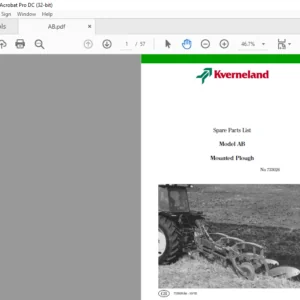 Kverneland AB Mounted Plough Spare Parts Manual - PDF DOWNLOAD