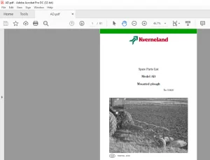 Kverneland AD Mounted Plough Spare Parts List Manual - PDF DOWNLOAD