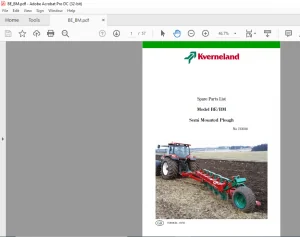 Kverneland BE BM Semi Mounted Plough Spare Parts Manual - PDF DOWNLOAD