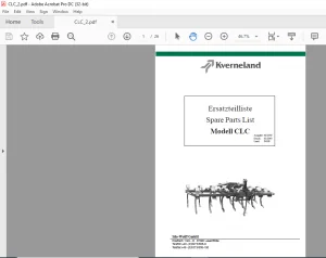 Kverneland CLC Spare Parts Manual - PDF DOWNLOAD ( English & German)