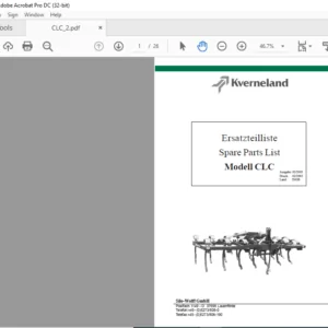 Kverneland CLC Spare Parts Manual - PDF DOWNLOAD ( English & German)