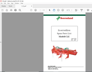 Kverneland CLE Spare Parts List Manual - PDF DOWNLOAD (English & German)