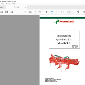 Kverneland CLE Spare Parts List Manual - PDF DOWNLOAD (English & German)