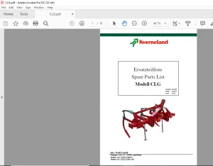Kverneland CLG Spare Parts Manual - PDF DOWNLOAD (English & German)