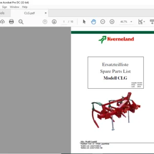 Kverneland CLG Spare Parts Manual - PDF DOWNLOAD (English & German)