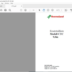 Kverneland CTC 9,0m Ersatzteilliste - PDF DOWNLOAD