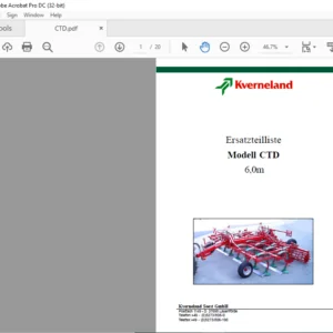 Kverneland CTD 6,0m Ersatzteilliste - PDF DOWNLOAD (GERMAN)