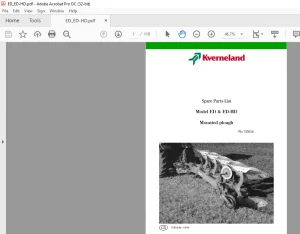 Kverneland ED & ED-HD Mounted Plough Spare Parts Manual - PDF DOWNLOAD