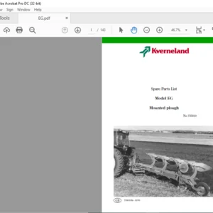 Kverneland EG Mounted Plough Spare Parts List Manual - PDF DOWNLOAD