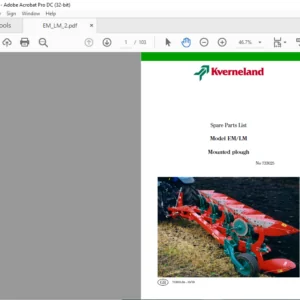 Kverneland EM LM Mounted Plough Spare Parts Manual - PDF DOWNLOAD