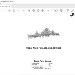 Kverneland FOLD NGS F35 400 450 500 600 Spare Parts Manual - PDF DOWNLOAD