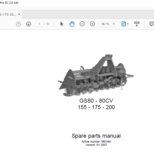 Kverneland GS80 - 80CV 155 175 200 Spare Parts List Manual - PDF DOWNLOAD