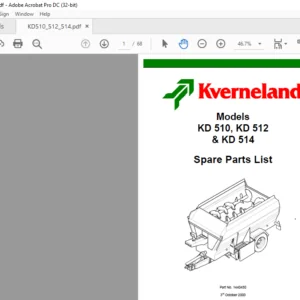 Kverneland KD 510 KD 512 & KD 514 Spare Parts List Manual - PDF DOWNLOAD