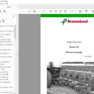 Kverneland LB Mounted Plough Spare Parts List Manual - PDF DOWNLOAD