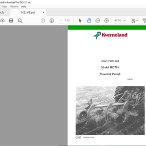 Kverneland MZ ME Mounted Plough Spare Parts Manual - PDF DOWNLOAD