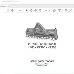 Kverneland P K80 K100 K200 KZ80 KZ100 KZ200 Spare Parts Manual - PDF DOWNLOAD