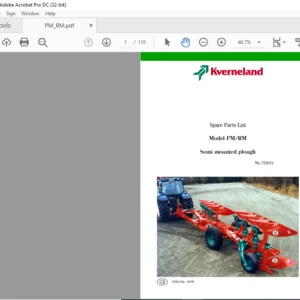Kverneland PM RM Semi Mounted Plough Spare Parts Manual - PDF DOWNLOAD