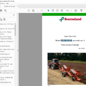 Kverneland PX RX-SL-OL Semi Mounted Plough Spare Parts Manual - PDF DOWNLOAD