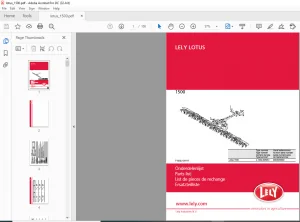 LELY LOTUS 1500 PARTS LIST MANUAL - PFD DOWNLOAD
