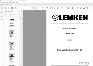 LEMKEN Compact-Solitair 9/400 HD Parts list Manual - PDF DOWNLOAD