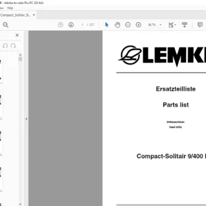 LEMKEN Compact-Solitair 9/400 HD Parts list Manual - PDF DOWNLOAD