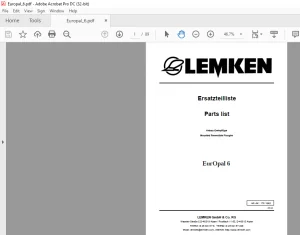 LEMKEN EurOpal 6Parts list Manual - PDF DOWNLOAD