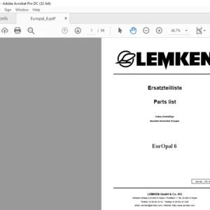 LEMKEN EurOpal 6Parts list Manual - PDF DOWNLOAD