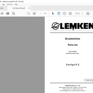 LEMKEN EurOpal 8 X Parts list Manual - PDF DOWNLOAD