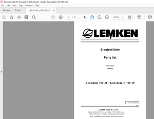 LEMKEN Eurodrill 400-35 Eurodrill-S 400-35 Parts list Manual - PDF DOWNLOAD