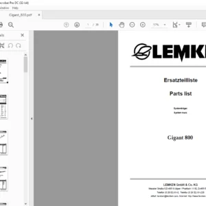 LEMKEN Gigant 800 Parts list Manual - PDF DOWNLOAD