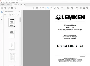 LEMKEN Granat 140  X 140 Parts list Manual - PDF DOWNLOAD