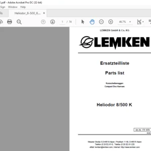 LEMKEN Heliodor 8/500 K Parts list Manual - PDF DOWNLOAD