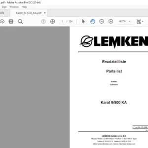LEMKEN Karat 9/500 KA Parts list Manual - PDF DOWNLOAD