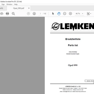 LEMKEN Opal 090 Parts list Manual - PDF DOWNLOAD