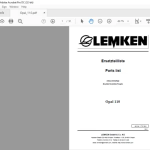 LEMKEN Opal 110 Parts list Manual - PDF DOWNLOAD