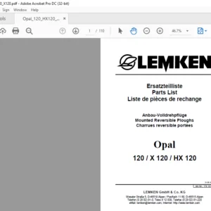 LEMKEN Opal 120  X 120  HX 120 Parts list Manual - PDF DOWNLOAD