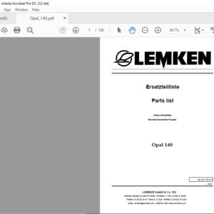 LEMKEN Opal 140 Parts list Manual - PDF DOWNLOAD