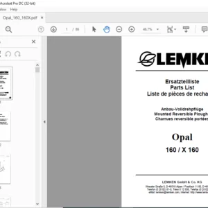 LEMKEN Opal160  X 160 Parts list Manual - PDF DOWNLOAD