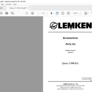LEMKEN Quarz 7/400 KA Parts list Manual - PDF DOWNLOAD