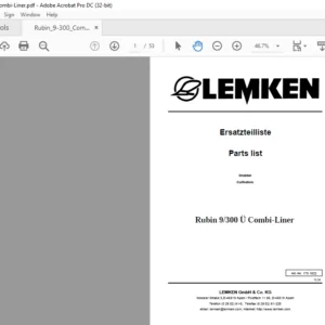 LEMKEN Rubin 9300 Ü Combi-Liner Parts Manual - PDF DOWNLOAD