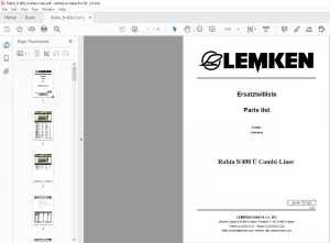 LEMKEN Rubin 9400 Ü Combi-Liner Parts list Manual - PDF DOWNLOAD