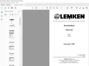 LEMKEN Smaragd 7300 Spare Parts List Manual PDF Download