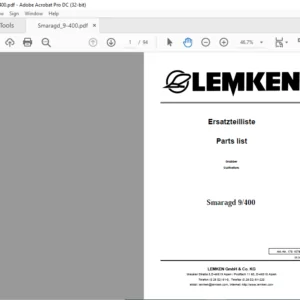 LEMKEN Smaragd 9/400 Parts Manual - PDF DOWNLOAD
